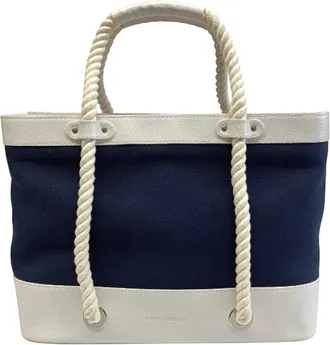 Burberry Navy Canvas Tote Bag (Pre-Owned)
