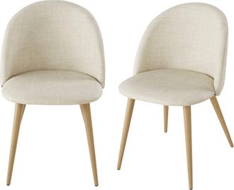 Maisons du monde Sillas profesionales vintage beige chin&eacute; y metal imitaci&oacute;n roble (x2)