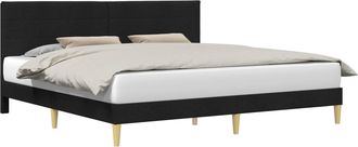 vidaXL Estructura De Cama Con Cabecera Negro 180 X 200 Cm Tela Vidaxl