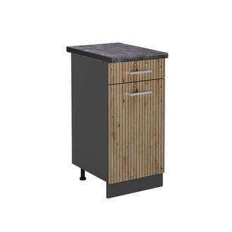 Vicco Mueble Bajo De Cocina R-line, Roble Artesanal, 40 Cm, Et Antracita