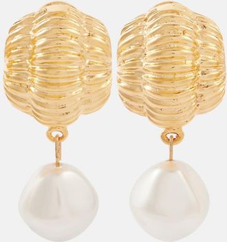 Jennifer Behr Orecchini Asha bagnati in oro con perle bijoux