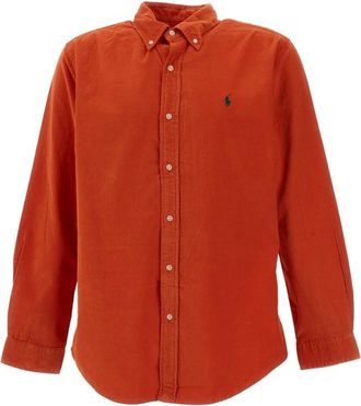 Polo Ralph Lauren Custom Fit Corduroy Shirt - Heren - Overhemden - Oranje - Maat: M Corduroy