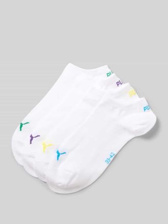 Puma Sneakersocken im 4er-Pack mit gerippten B&uuml;ndchen in Weiss, Gr&ouml;&szlig;e 39-42