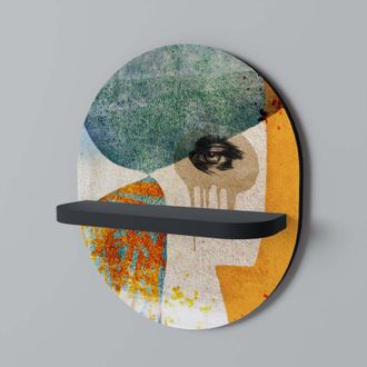 OEM Estante Ovalado Abstract Faces Negro