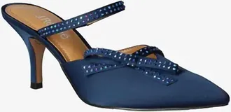 J. Rene&eacute; Womens Estelia Pointed Toe Mules In Navy Satin/rhinestones