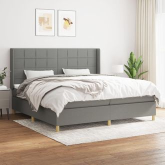 vidaXL Vidaxl - Cama Box Spring Con Colch&oacute;n Tela Gris Oscuro 200x200 Cm