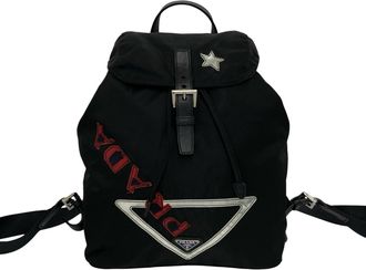 Prada Black Nylon Leather Backpack (Pre-Owned)