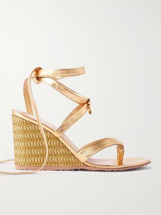 Gianvito Rossi Sandali In Pelle Con Zeppa Oleg 85 - Oro