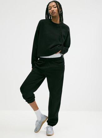 Twik Womens Solid cotton-fleece loose joggers