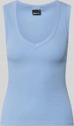 Gina Tricot Slim Fit Top mit V-Ausschnitt in Rauchblau, Gr&ouml;&szlig;e XL