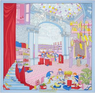 Ferragamo Women Atelier print silk foulard Blue