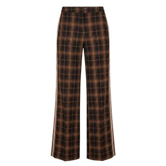 Trussardi Pantalones de pierna ancha con estampado de tart&aacute;n - Trousers - Mujer - Marr&oacute;n - S