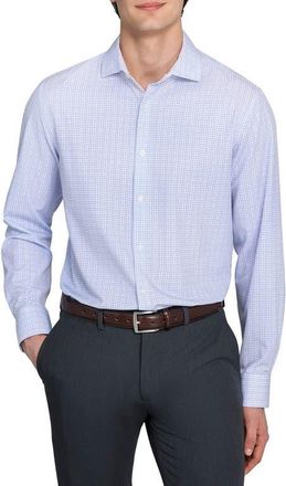 W.R.K Slim Fit Microcheck Performance Dress Shirt in White/Purple at Nordstrom, Size 15.5 - R