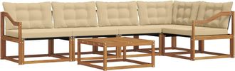 vidaXL Conjunto De Sof&aacute;s De Exterior 6 Uds. Natural Y Beige Vidaxl