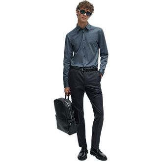 HUGO BOSS Herenoverhemd van Roan Kent: Oxford-model met lange mouwen en knoopsluiting (Donkerblauw)
