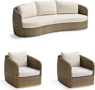 Frontgate Santa Barbara Seating Replacement Cushions - Swivel Lounge Chair, Quick Dry, Vista Boucle Alabaster - Frontgate