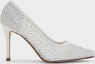 Charles & Keith Mesh Crystal-Embellished Pointed-Toe Pumps