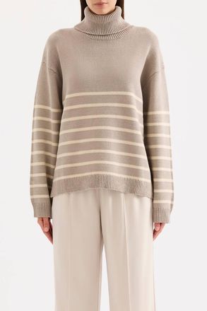Nude Lucy Venus Turtleneck Knit Sweater In Mink Stripe