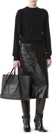 Lanvin Merino Sweater With Grosgrain Detail in Black at Nordstrom, Size X-Large