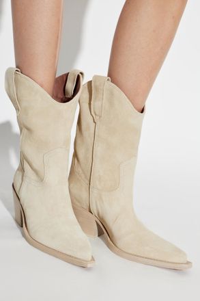 PARIS TEXAS Suede Heeled Ankle Boots Dakota, Womens, Cream