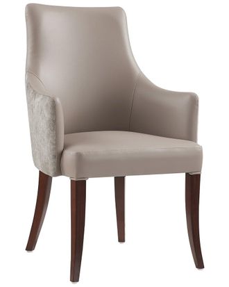Manhattan Comfort Connie Leatherette & Velvet Dining Armchair With Beech Wood Legs