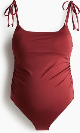 H&M Mama Padded-cup Tie-strap Swimsuit in Dark Red at Nordstrom, Size X-Large
