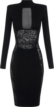 Elisabetta Franchi Black Mock Collar Dress