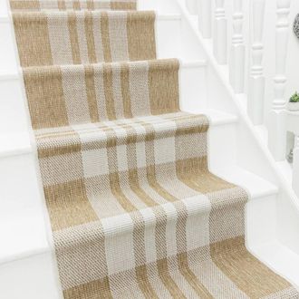 Runrug Stair Runner Carpet - Reversible & Durable, 2mm - Chequered in Brown | Size: 60 cm x 570 cm