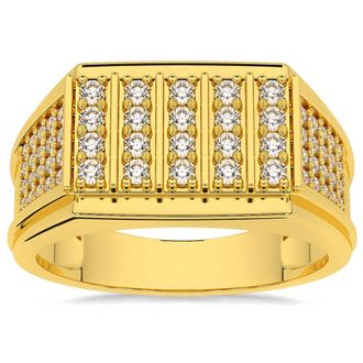 Pompeii3 1Ct Mens Diamond Ring 14k Gold Lab Grown