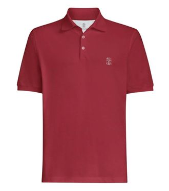 Brunello Cucinelli Red Shirt Collar T-Shirt