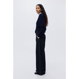 H&M Wide High Jeans in Dark Denim Blue at Nordstrom, Size 10