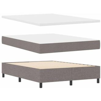 vidaXL Cama Tipo Box Spring Con Colch&oacute;n Taup&eacute; 140 X 190 Cm Tela Vidaxl