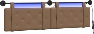 vidaXL Cabecero Colgante Con Luz Led Capuchino Cuero Sint&eacute;tico Vidaxl