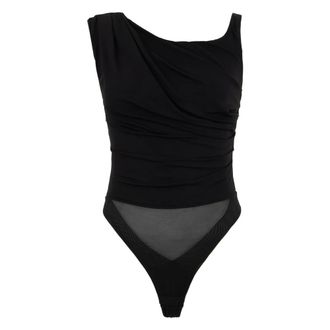 Elisabetta Franchi Body, female, Black, Size: L Draped Bodysuit