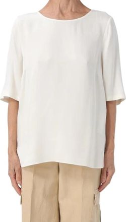Twinset Ronde hals korte mouw overhemd - Dames - Blouses - Wit - XL - Overhemden