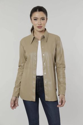 Dolce Cabo Vegan Leather Shirt In Taupe