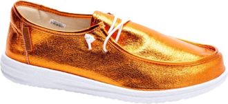 Corkys Footwear Womens Crinkle Metallic Kayak Slip On Sneakers In Orange