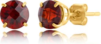 MAX + STONE 10k Yellow or White Gold 6mm Round Checkerboard Cut Gemstone Stud Earrings