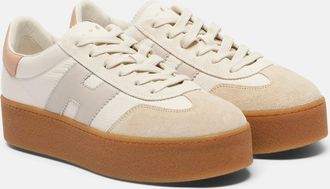 Hogan H698 suede-trimmed leather sneakers