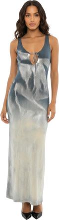 Diesel Indigo Blue Ombre Scoop Neck Maxi Dress