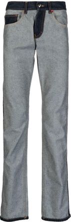 Ports V contrasting-panel detail trousers - men - Cotton - 30 - Blue