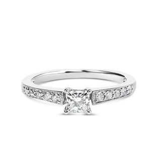House of Brilliance 14K White Gold Diamond 1/2 Cttw Princess Cut Diamond Engagement Ring at Nordstrom