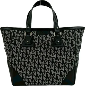 Dior Black Canvas Leather Handbag Tote Bag (Pre-Owned)