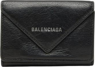 Balenciaga Silver Black Red Color Leather Wallet (Tri-Fold) (Pre-Owned)