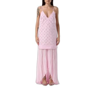 Msgm Msgm - Asymmetrische jurk met applicaties - Dames - Jurken - Roze - Maat: XS
