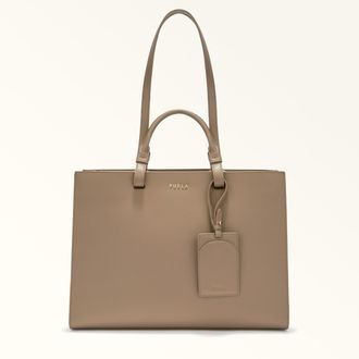 Furla Deva Borsa Shopping L Taupe Marrone Pelle Di Vitello Andromeda Donna