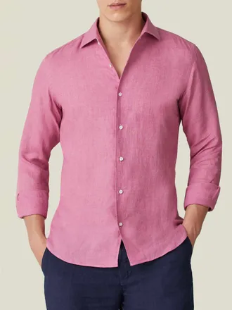Luca Faloni Dusty Pink Linen Portofino Shirt