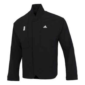 adidas Splicing Solid Color Athleisure Casual Sports Jacket Black H39338
