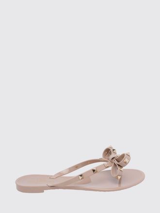 Valentino Garavani Rockstud Rubber Thong Sandals with Studs and Bow Detail