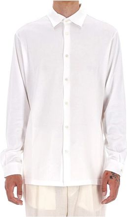 Roberto Collina Witte Katoenen Jersey Polo Shirt - Heren - Zakelijke Overhemden - Wit - 2XL - Katoen - Overhemden